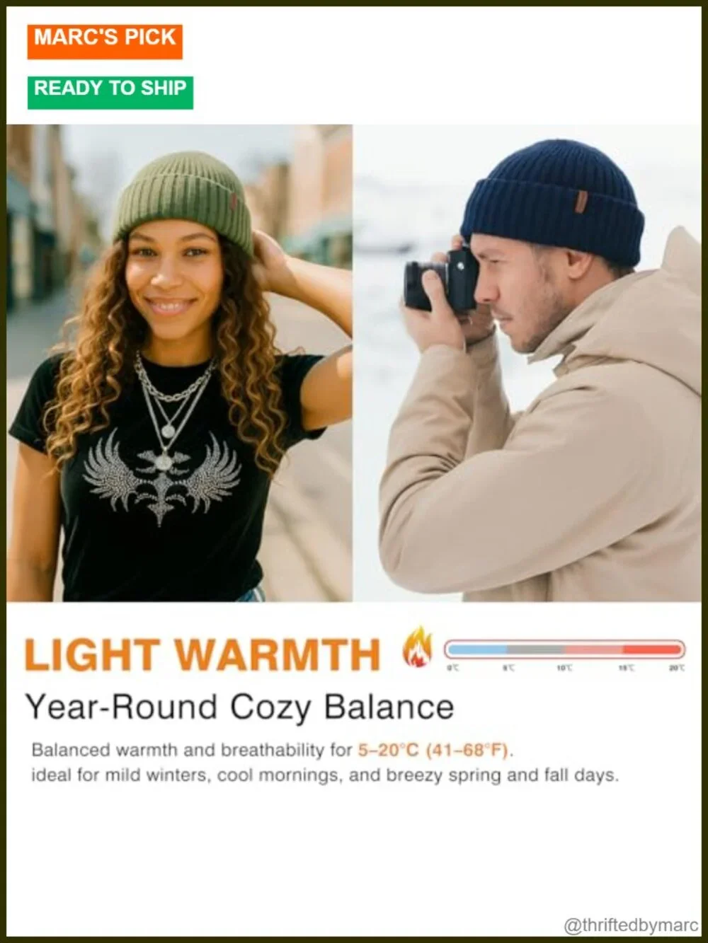 Short Fisherman Beanie - Light Warmth Stretch Knit Skull Cap for Men Women